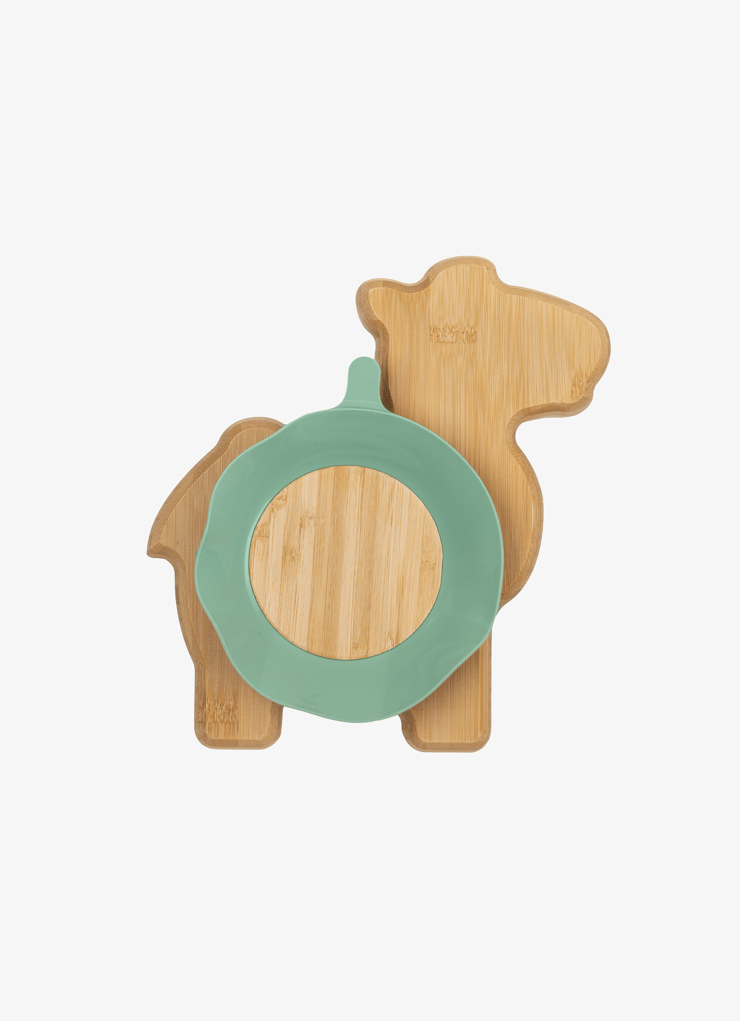 Small Bamboo Plate & Spoon - Camel + with suction