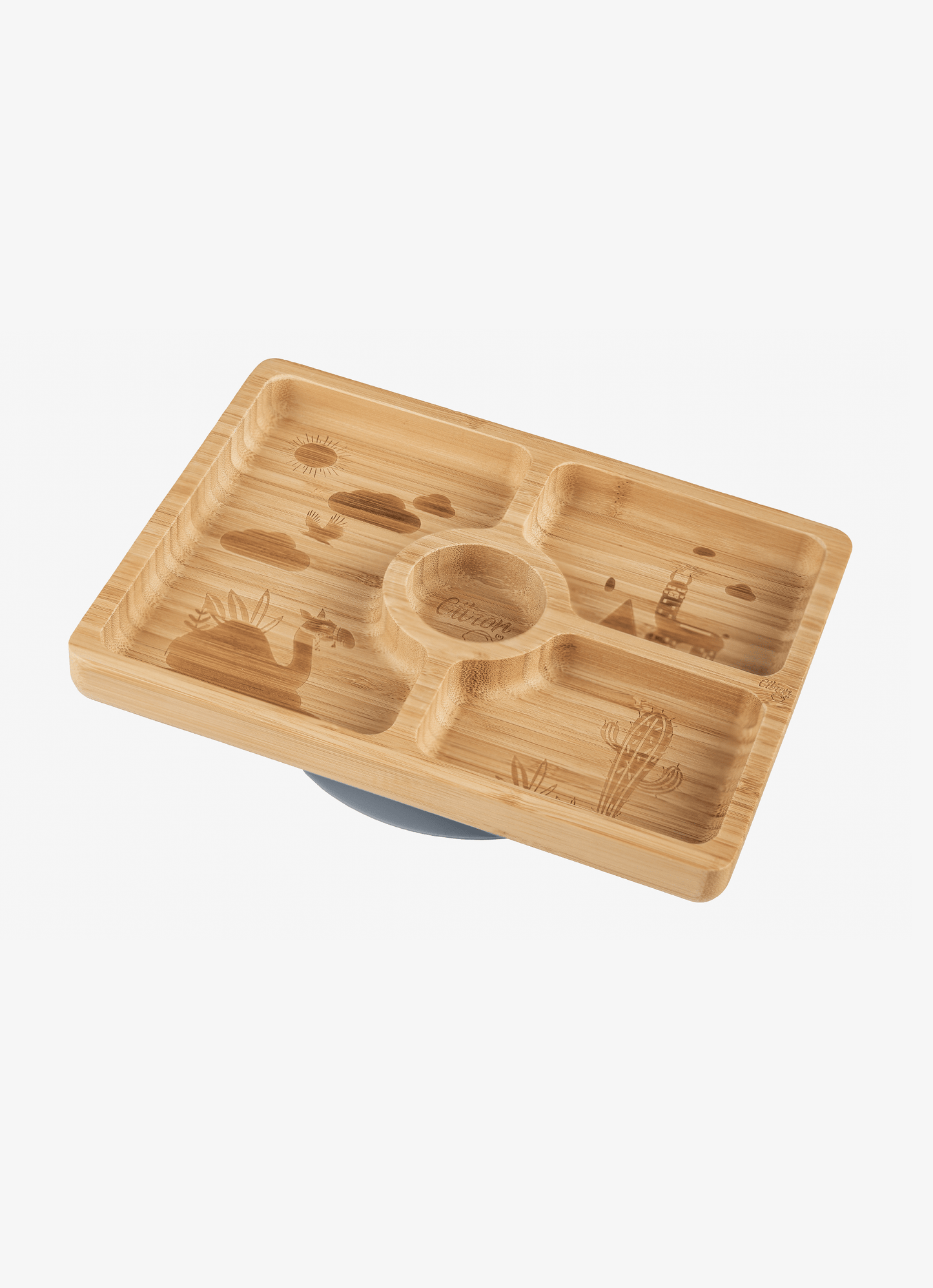 Small Bamboo Plate & spoon - Square + with suction