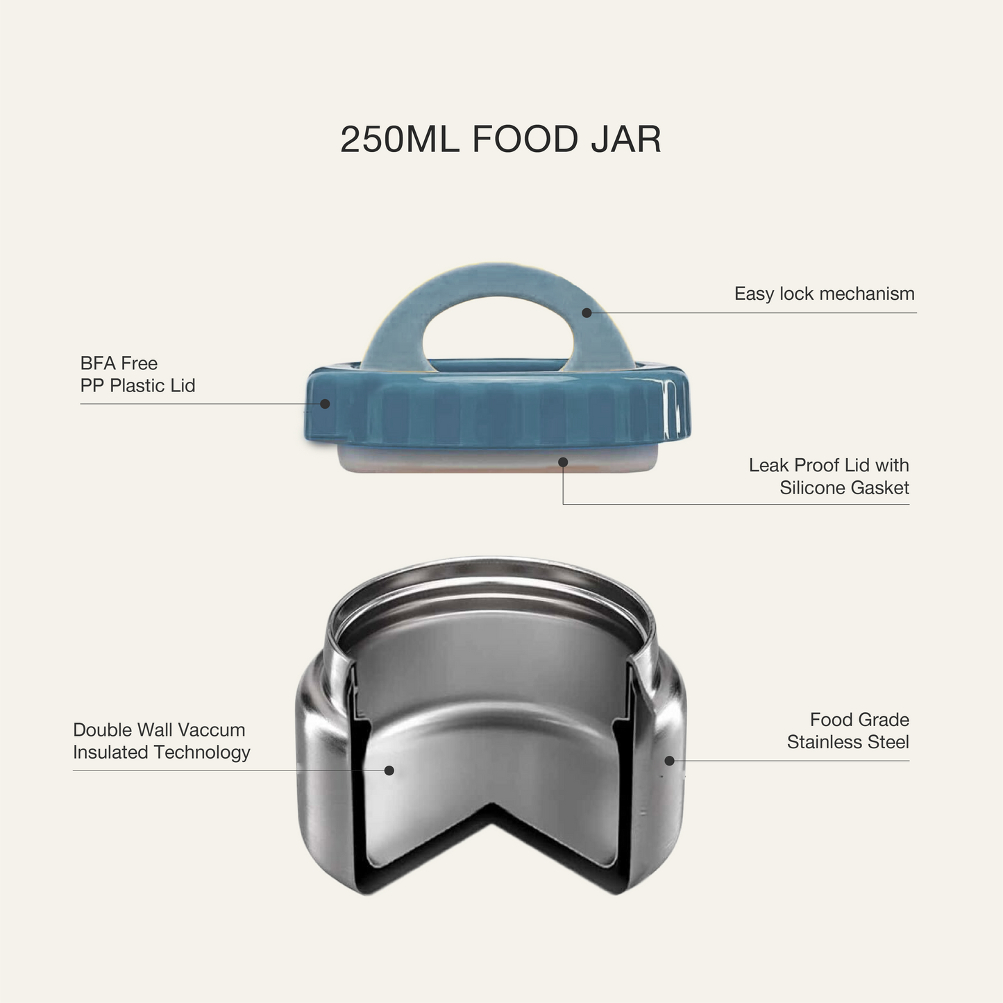 Insulated Food Jar - 250ml - Pink