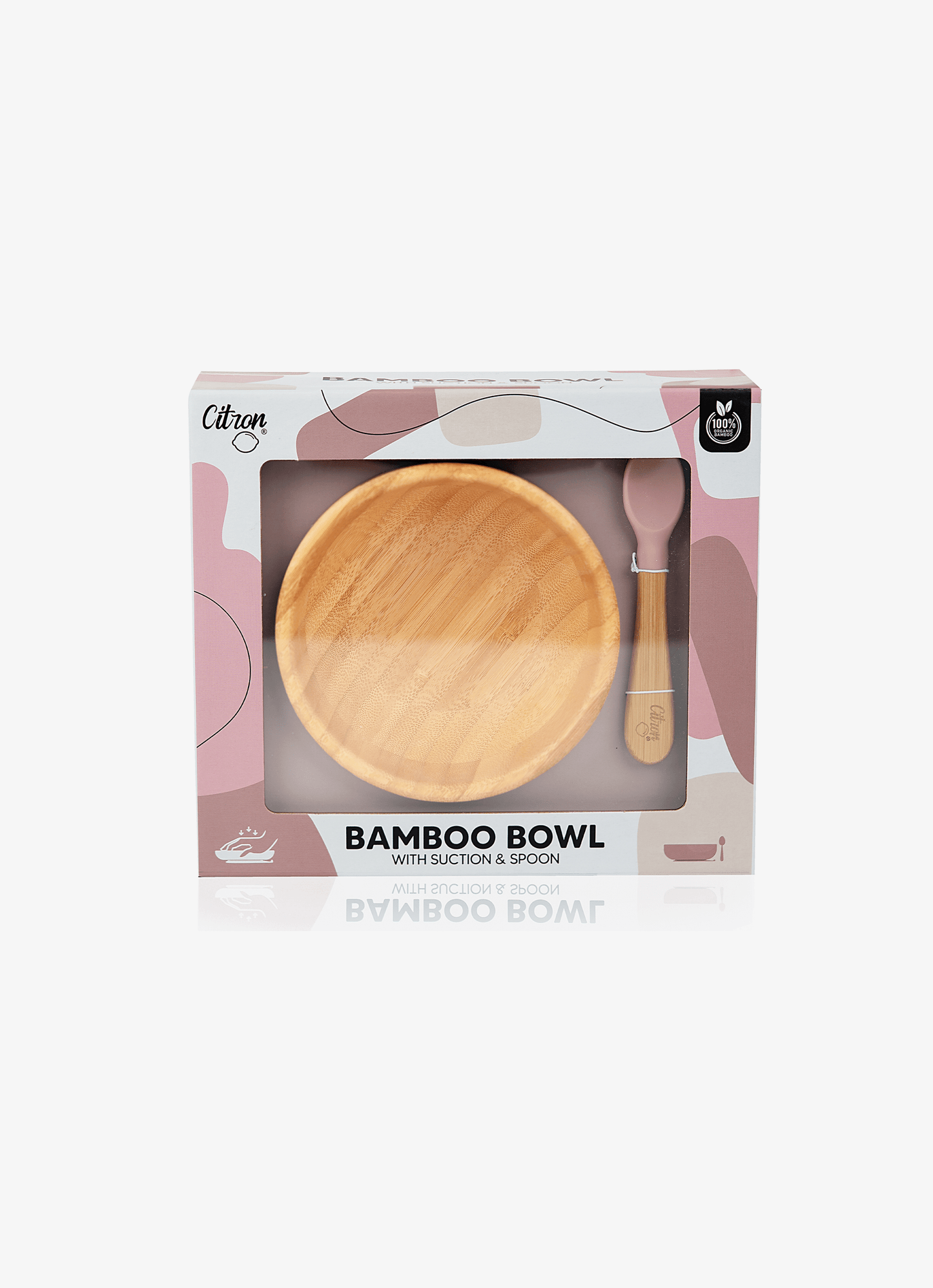 Bamboo Bowl & spoon - Blush Pink + with suction