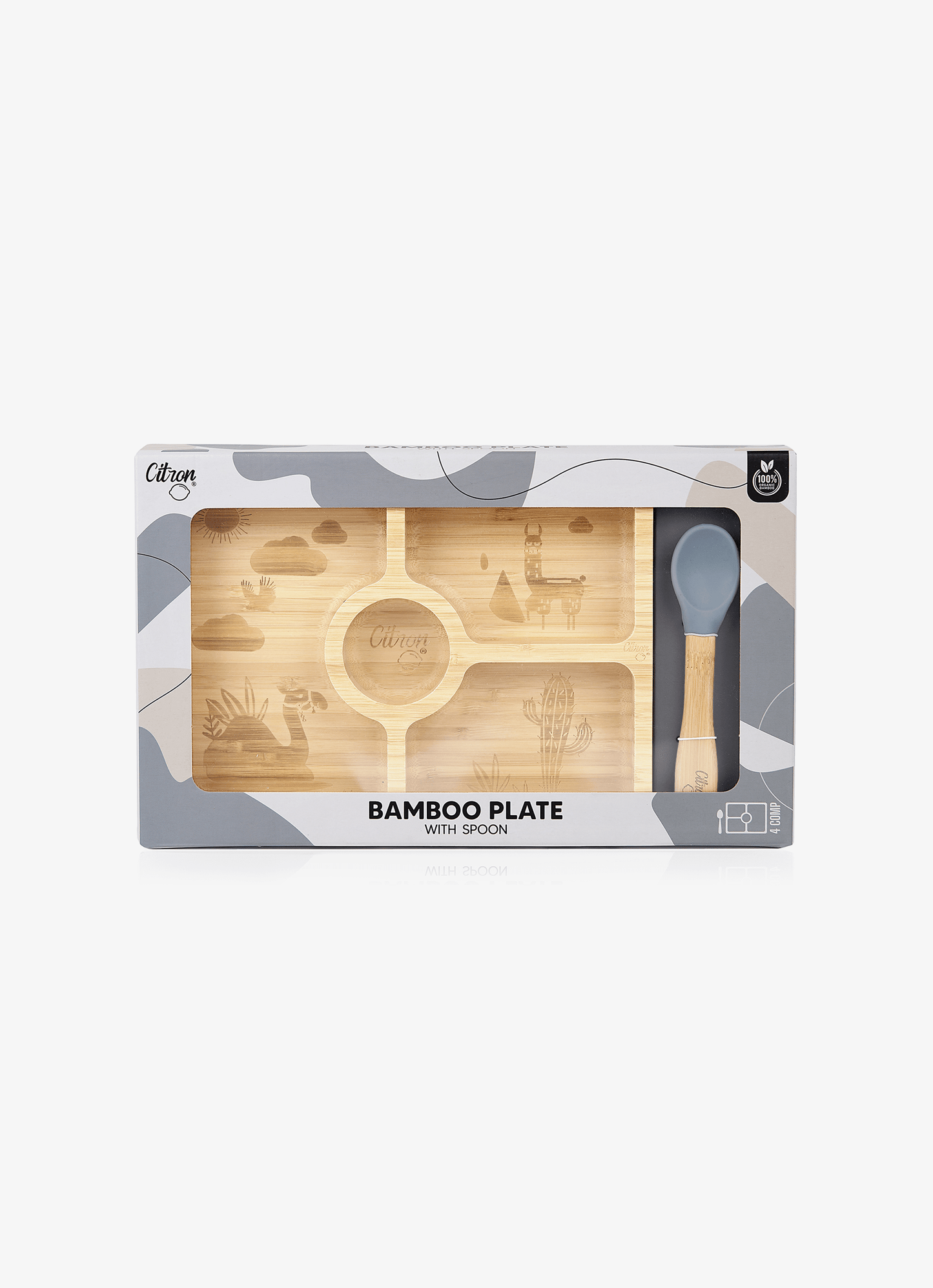 Big Bamboo Plate & spoon - Square + without suction