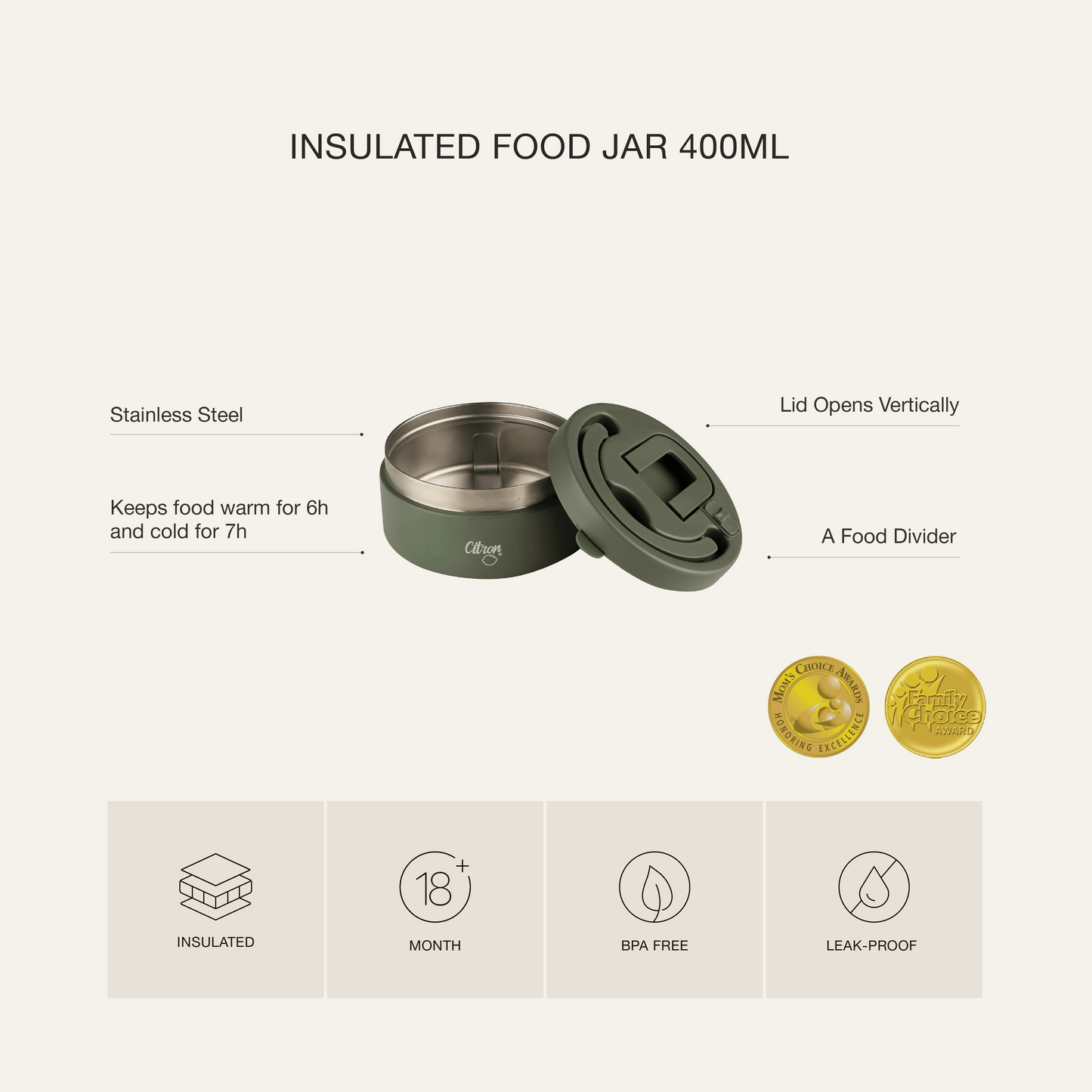 Insulated Food Jar - 400ml - Yellow