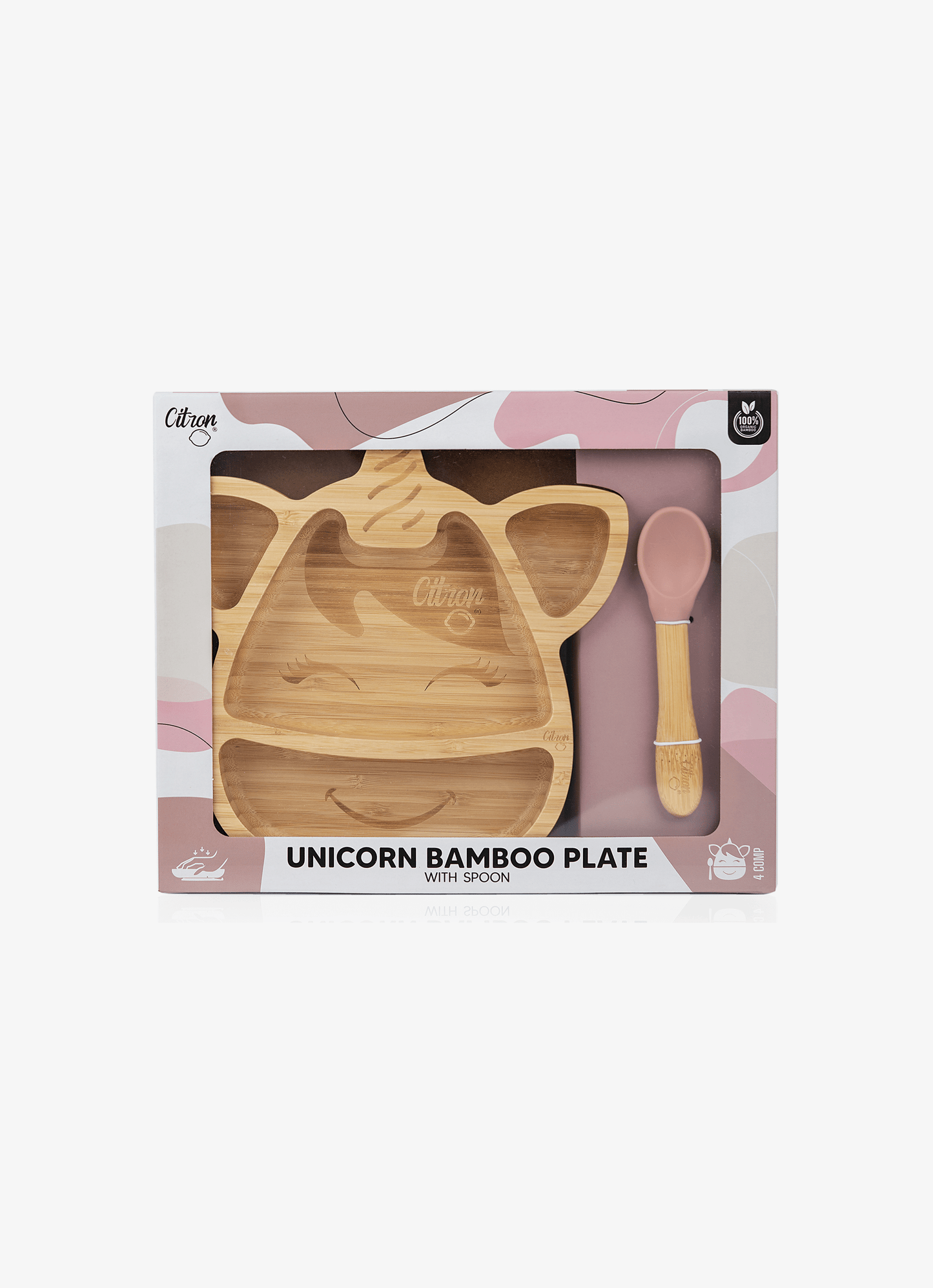 Big Bamboo Plate & spoon - Unicorn + without suction