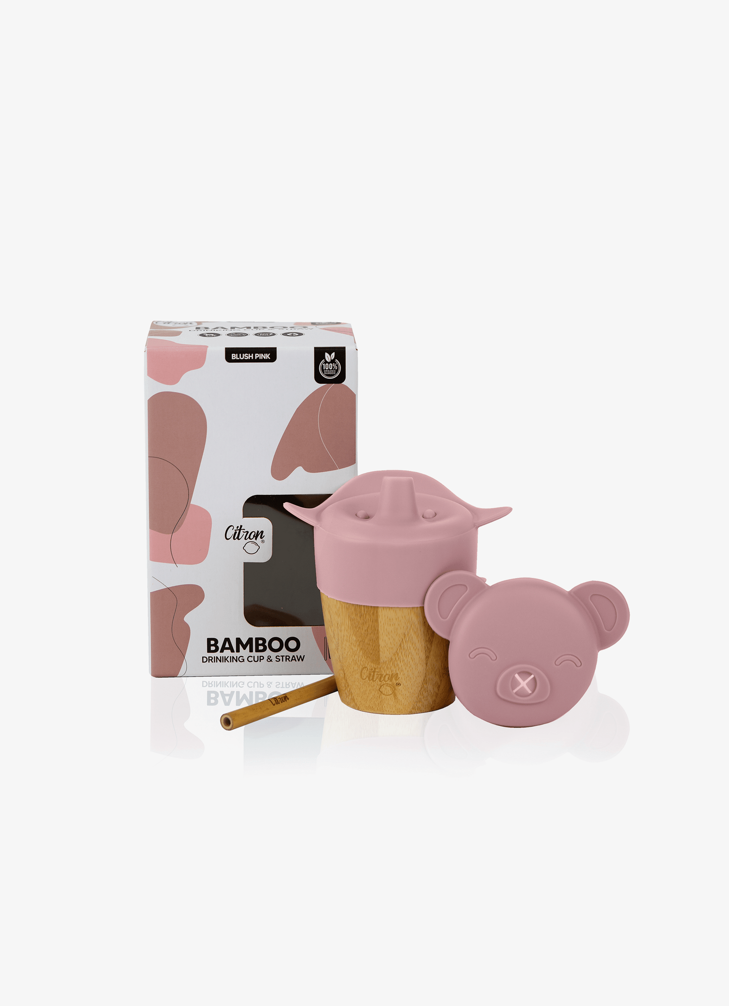 Bamboo Cup - lid and straw - Blush Pink