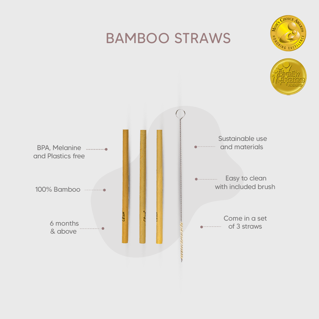Citron Dubai Bamboo Straws And Brush Set