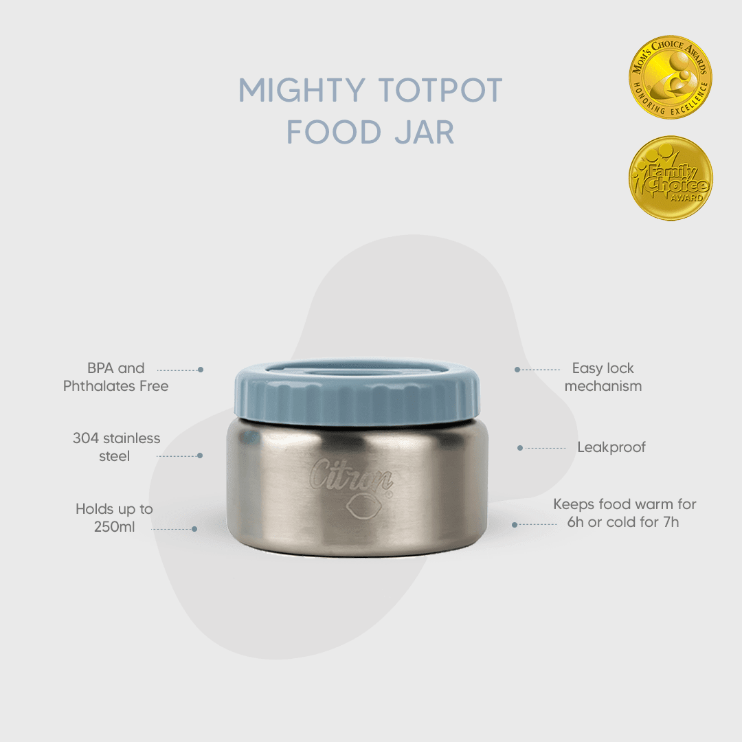 Citron Dubai Mighty Totpot Food Jar Dusty Blue-250ml
